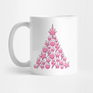 Pink Christmas Tree, Lightning, Star and Baubles Mug